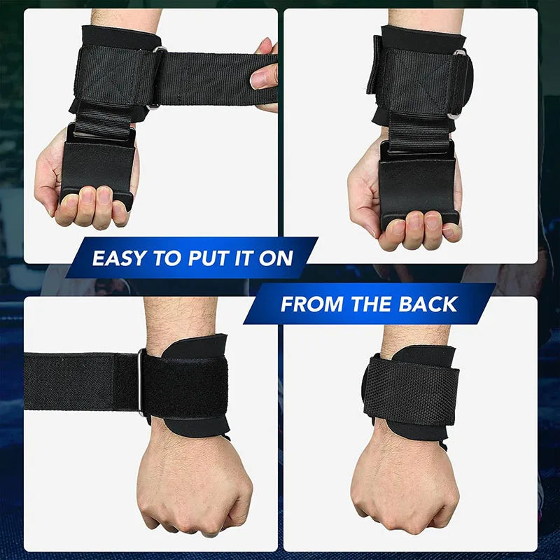 Weight Lifting Hook Grips with Wrist Wrap Support