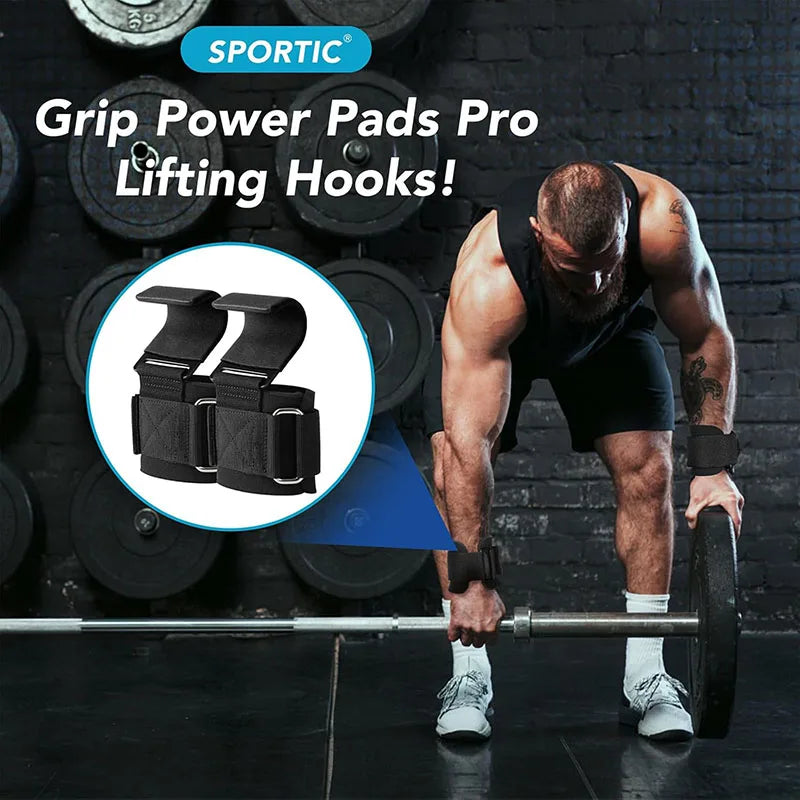 Weight Lifting Hook Grips with Wrist Wrap Support