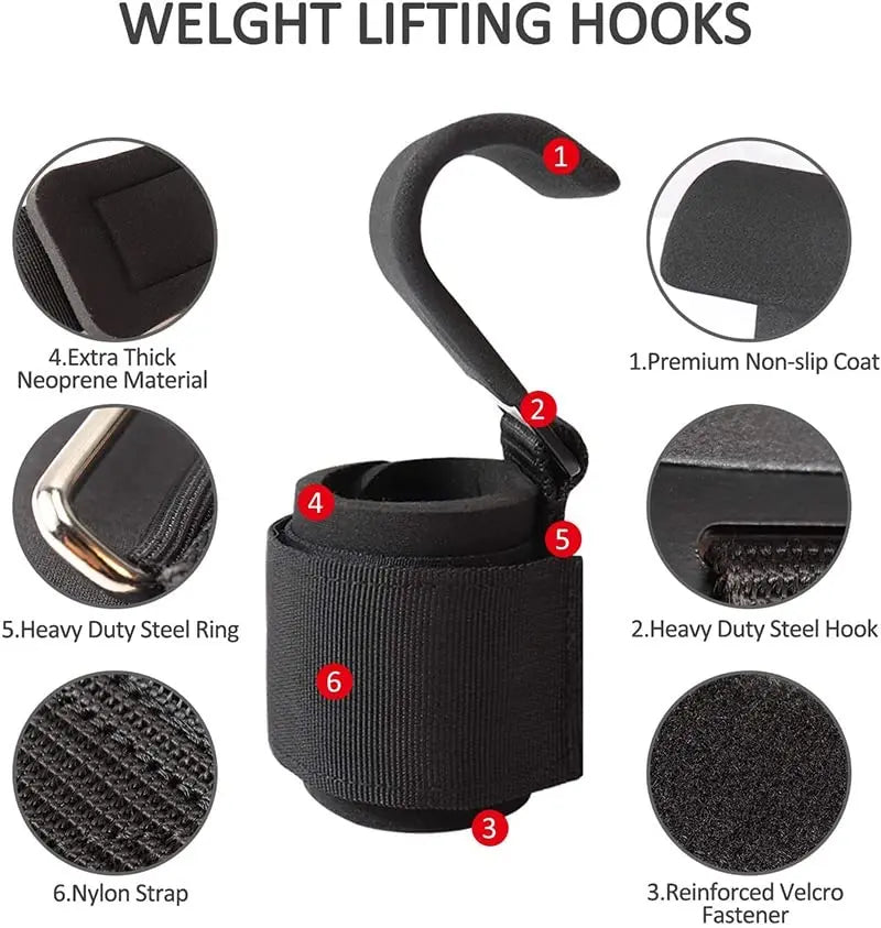 Weight Lifting Hook Grips with Wrist Wrap Support