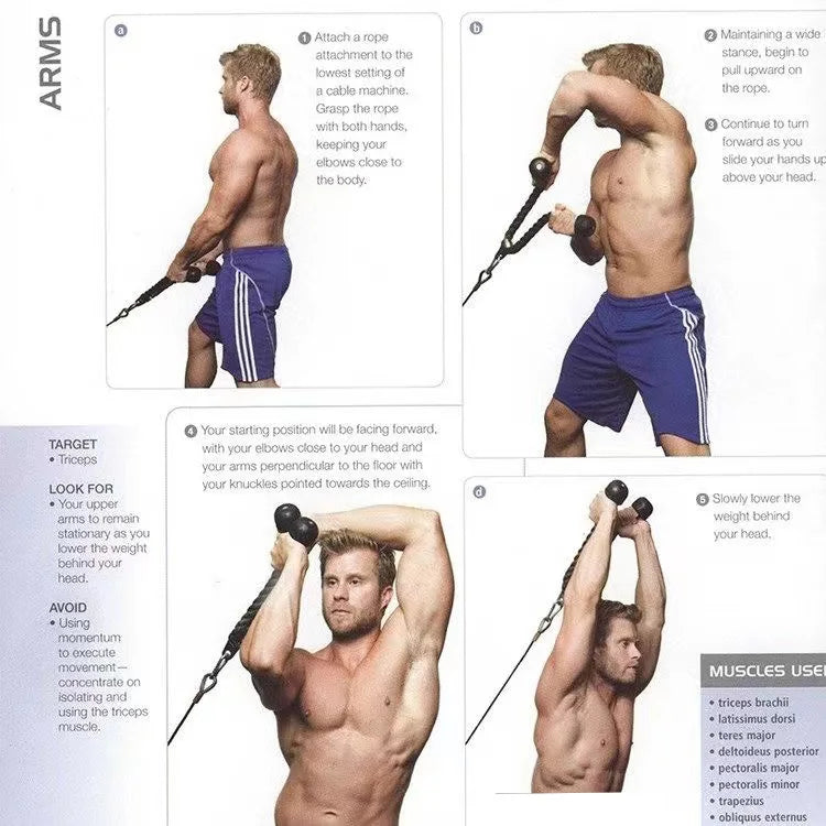 Triceps Rope Cable Attachment for Push & Pull Exercises