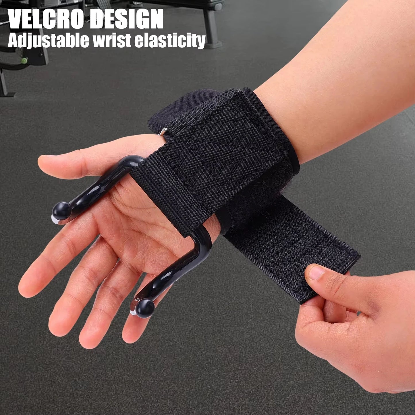 Weight Lifting Hook Grips with Wrist Wrap Support